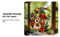 Light-Catching Acrylic Moon Suncatcher Vibrant Colors Floral Toadstool Moon Ornament Weather-Resistant for Gardeners, Patio, Balcony