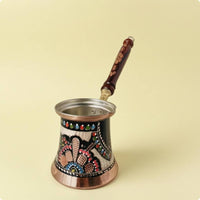 Handmade Turkish Coffee Pot Floral Pattern Copper Cezve