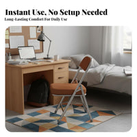 Space Saving Folding Chair Easy to Clean Padded Folding Chair Strong Load-Bearing Portable Conference Stool Non-Slip Feet for Students, Homeowners, Adults, Dormitory, Study Room, Kitchen, Party