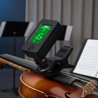 Multi-Mode Chromatic Instrument Tuner 360° Rotatable Guitar Headstock Tuner Backlit LCD Screen Tuning Device Compact Design for Musicians, Beginners, Practice, Stage Performance