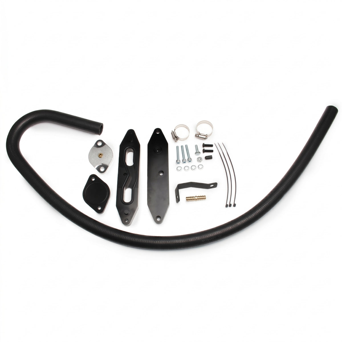 Black-Coated EGR Cooler Delete Kit Flexible Hoses Engine Delete Kit Brass Fittings