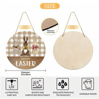 Easter Bunny Door Sign Ready to Hang Happy Easter Welcome Sign Sturdy Wood Bunny Front Door Hanger for Families, Teachers, Entryway, Porch, Fireplace