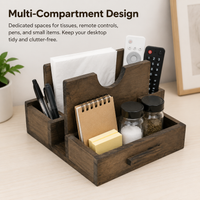 Wooden Desk Tidy, Stylish Desk Organizer Wood Pen Pot for Desktop, Retro Stationary Storage, 25.5x18.5x14.5cm