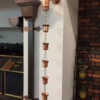 Copper Rain Chain for Garden and Temple Roof Drainage
