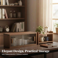 Fluted Glass Cabinet Dust-Proof Desktop Shelf Stackable Design for Countertop