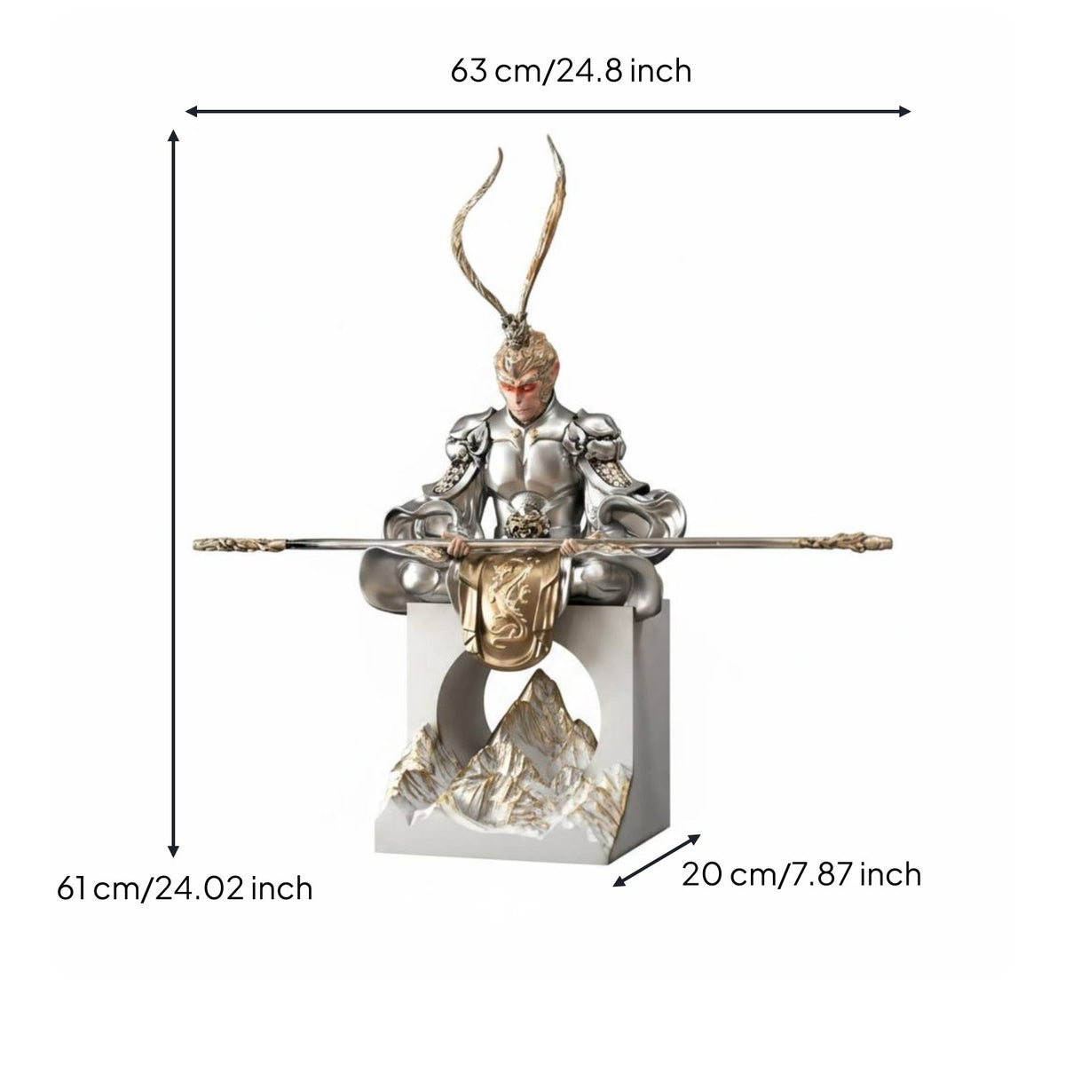 Zen Aesthetic Victorious Buddha Sculpture Housewarming Gift Sun Monkey King Statue Long-Lasting Resin for Living Room, Entryway, Office
