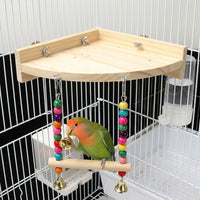 Bird stand with Perch, Swing and Wood Stand for Parakeets Cockatiels, Screw on Cage Bar for Medium Birds and Lovebirds