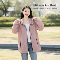 Beach Cover Up Zip Up Hoodie for Women with Long Sleeve Sun Protection, Lightweight Summer Jacket, Loose with Crinkle Material