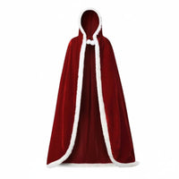 For All Genders Design Christmas Velvet Cloak Attached Hood Full-Length Hooded Cloak Tie Closure Long Cape Soft Texture for Performers, Cosplayers, Holiday Events, Stage Performance, Cosplay Event, Masquerade Ball