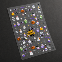 tomononi 3D Embossed Nail Art Stickers for Kids - Dark Style Halloween Theme