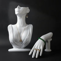 2 Pieces Resin Jewelry Mannequin Display Set Matte Hand Mannequin Sculpted Hand Display with Base Upright for Boutiques, Jewelers, Photo Shoots, Market Stalls