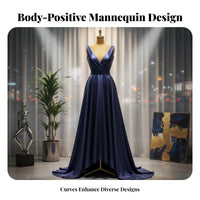 Stable Base Curvy Body Dress Form Easy Assembly Half Body Mannequin with Stand Long-Lasting Construction Female Mannequin Torso Velvet Material Covered for Online Sellers, Fashion Designers, Window Displays, Retail Shop S, Photography Studios, Home Decor