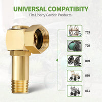 Thread Seal Tape Included 1/2 NPT to 3/4 GHT Adapter Threaded Swivel Elbow Hose Adapter Gold-Colored Finish Brass Hose Connector Hex Shape