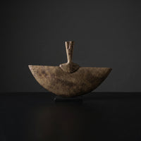 Half-Moon Fan Sculpture Modern Sculpture with Rectangular Base Minimalist Sculptural Decorative Piece for Interior Stylists, Art Collectors, Office