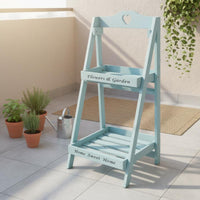 Farmhouse Design 2 Tier Flower Stand Multi Layer Wood Plant Stand Stable Structure Wooden Plant Shelf Indoor Outdoor Use for Garden, Patio