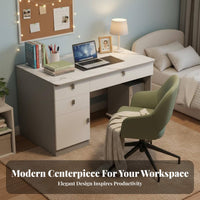 Light Luxury design Single-Drawer Study Desk Modern Design Writing Table Multifunctional Computer Station Minimalist Aesthetic for Students, Adults, Home Workers, Bedroom, Dorm Room