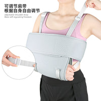 Gray Perforated Arm Sling with Adjustable Support for Forearm and Elbow