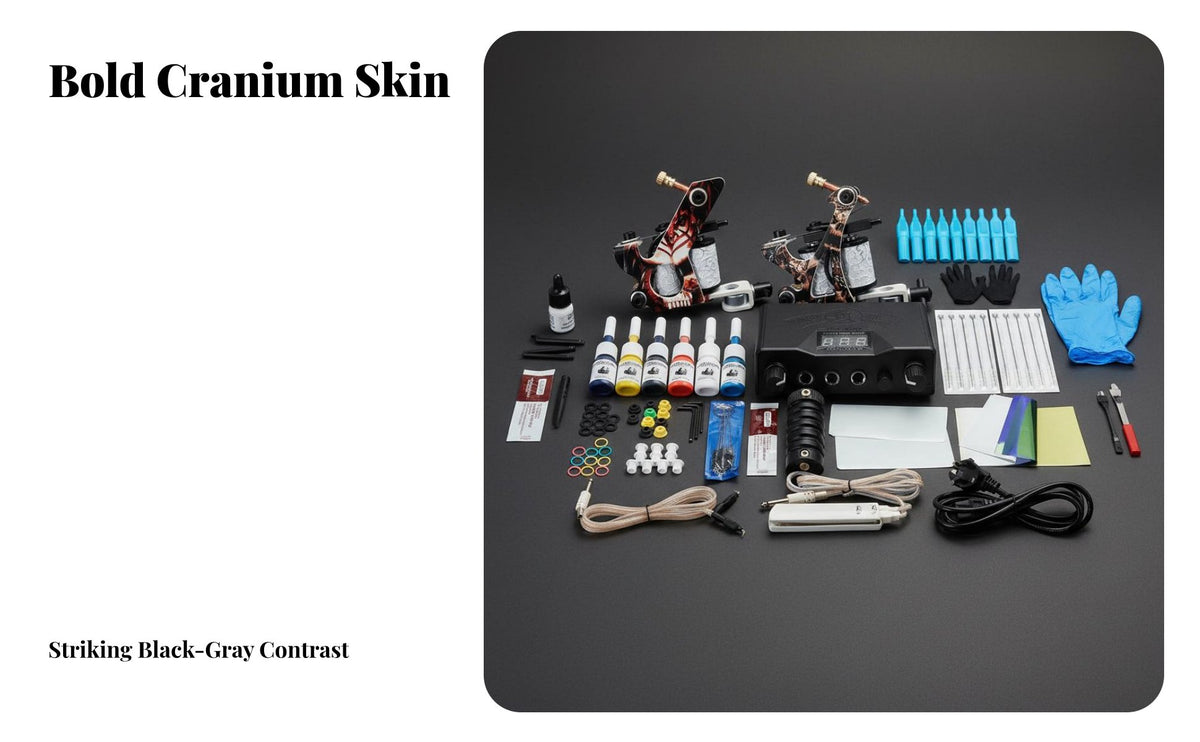 Twin Machine Dermal Design Set Easy to Use Beginner Dermal Design Practice Kit Power Supply Protection Body Art Supplies for Beginners, Hobbyists