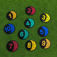 10 Number Training Discs, 20cm Football Training Discs, Agility Sports Marker Discs, Stackable Mixed Bright Colours for PE Equipment