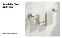 Damageno-Drill Suction Cup Towel Bar Secure Grip No-Drill Towel Bar Waterproof Bathroom Accessory Transparent Look for Renters, RV Owners, Homeowners, Shower Room, Kitchen