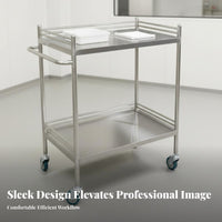 Heavy Duty Medical Instrument Trolley Easy to Clean Hospital Treatment Cart Anti-Rust Stainless Steel Rolling Cart Locking Casters for Medical Center Personnel Artists, Workshop Technicians, Operating Room, Oral Away Ice, Laboratory, Restaurant