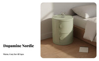 Round Storage Cabinet Space-Saving Cylindrical Bedside Table Small Stylish Storage Cabinet Multifunctional for Dorm Room