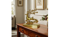 Decorative Brass Tissue Holder Gold-Toned Deer Tissue Holder Freestanding Decor Sculpted for Living Room, Entryway, Desk