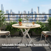 Foldable Design Round Folding Table Space-Saving Portable Round Utility Table adaptable Small Dining Furniture Easy Setup for Apartment Dwellers, Street Vendors, Balcony, Indoor, Outdoor, Backyard