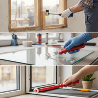 4 Pieces Window Glazing Tool Kit Easy to Use Glass Tool Kit Compact for Glaziers, Home Renovators