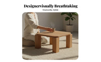Wabi-Sabi Aesthetic Lowsilhouette Center Table Small Space accommodating Square Block-Leg Low Table Minimalist Design Living Room Furniture Modern Aesthetic for Families, Homeowners, Renters, Lounge Area
