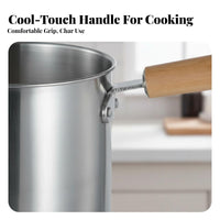 Multi-Purpose Deep Fryer Pot with Basket Easy to Clean Stainless Steel Fryer Pot Induction Compatible Pork Grease Keeper Rapid Heat Conduction