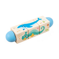 Wooden Twist Cube Sensory Twist Block Puzzle Twisting Cube Compact Picture Matching Toy Lightweight for Toddlers, Travel