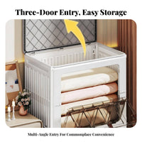 Lidded Storage Box Large Capacity Foldable Lidded Bin Foldable Design Clothing Container for Students, Homeowners, Bedroom, Dorm Room, Shelves