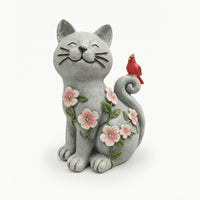 Glowing Cat Figurine with Solar Light Whimsical Solar Garden Statue Automatic Cat Statue Waterproof for Gardeners, Pathway