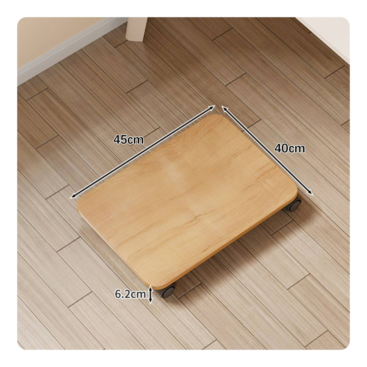 Stable Structure Under Desk Computer Holder with Wheels Thickened Board Rolling Computer Computer Chassis Stand No Installation Required Wooden PC Case Dolly for Office, Gaming Room
