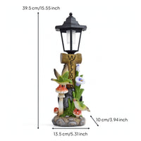 Welcome Statue with Hummingbirds Outdoor Garden Ornament with Solar Lantern