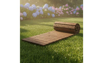 Flexible Roll out Garden Walkway Portable Roll-out Wooden Path Temporary Wooden Garden Walkway Rustic for Gardeners, Homeowners, Backyard, Patio, Wedding Aisle