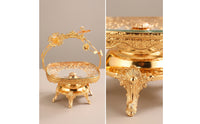 Ornate Fruit Basket with Handle Gold-Colored Decorative Tray with Handle Multi-Purpose Basket Tray with Handles Versatile for Hosts, Dining Table