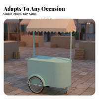 Portable Kiosk Cart with Canopy Multi-Functional Rolling Market Display Stall Versatile Market Stall Cart with Canopy for Crafters, Marketers, Parties