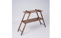 Wooden Rack with Carrying Bag Portable Foldable Storage Shelves Two-Tier Shelving Unit for Camping