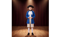 Colonial Costume Theatrical Historical Costume with Hat Layered Period Dressing Up Set for Children, Halloween