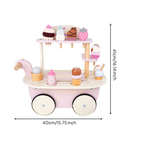 Ice Cream Role Play Cart Colorful Wooden Ice Cream Cart Educational Plaything for Kids