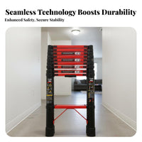 Anti-Slip Feet Carbon Steel Telescopic Ladder Safety Hooks Telescopic Extension Ladder Rust-Proof Safe Locking Mechanism for Construction Workers, DIY Enthusiasts, Outdoor, Indoor, Building Maintenance, Garage