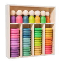 Color Sorting Peg People Toy Sleek Burr-without Cost Edges Wooden Color Sorting Set Wooden Peg Doll Assembling Set