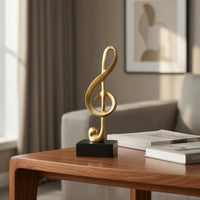 Gold Music Note Statue Golden Musical Note Statue Shiny Musical Symbol Decoration Streamlined for Musicians, Living Room, Office, TV Cabinet, Bookshelf