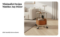 Stainless Steel Frame Rolling End Table Space-Saving Design Mobile Bedside Table 360° Casters Rolling Utility Cart Rust-Resistant for Apartment Dwellers, Homeowners, Living Room, Bedroom, Small Areas, Home Office