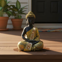 Weather Resistant Solar Buddha Statue Light Hand-Carved Look Outdoor Decoration for Yard, Patio, Balcony