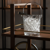 Glass Ice Bucket with Handle, Thickened Large Capacity Champagne Beer Cooler for Bar KTV Home Use