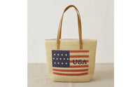 Structured Woven Tote Bag Practical Tote Bag with Shoulder Straps Versatile Carryall Everyday for Women, Independence Day