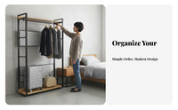 Nordic Design Freestanding Wardrobe Unit Freestanding Wardrobe with Shelves Multi-Tier Shelving Garment Rack Heavy-Duty for Apartment Dwellers, Renters, Homeowners, Walk-in Closet, Dressing Room